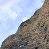 Sigi klettert eine der schwersten Routen in Le Simoust ...